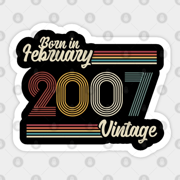 Vintage Born in February 2007 Sticker by Jokowow